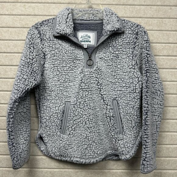 Other - Cuddly Sherpa Girls 10/12 Fleece ¼ Zip Pullover Jacket Gray Cozy Warm Size 10/12